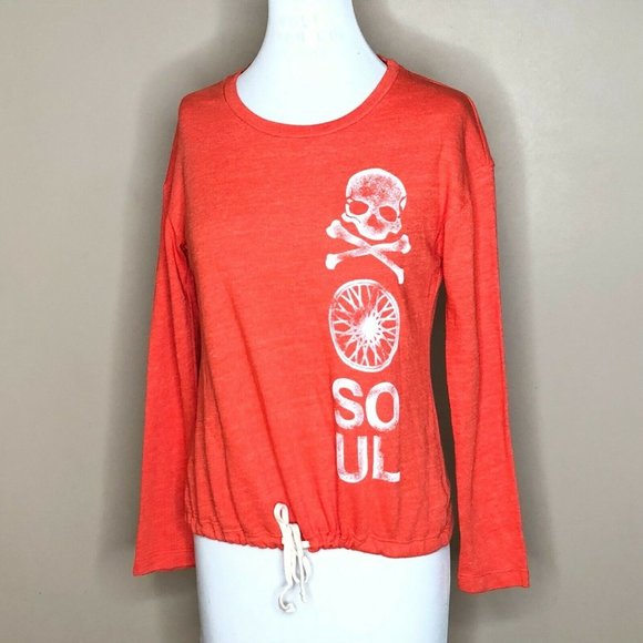 Soul Cycle Tops - Soulcycle Womens Size XS Skull Cross Bones Drawstring Hem Sweatshirt Top New